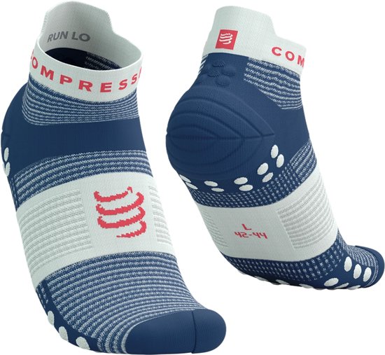 Compressport Pro Racing Socks v4.0 Ultralight Run Low - Bleu Blanc