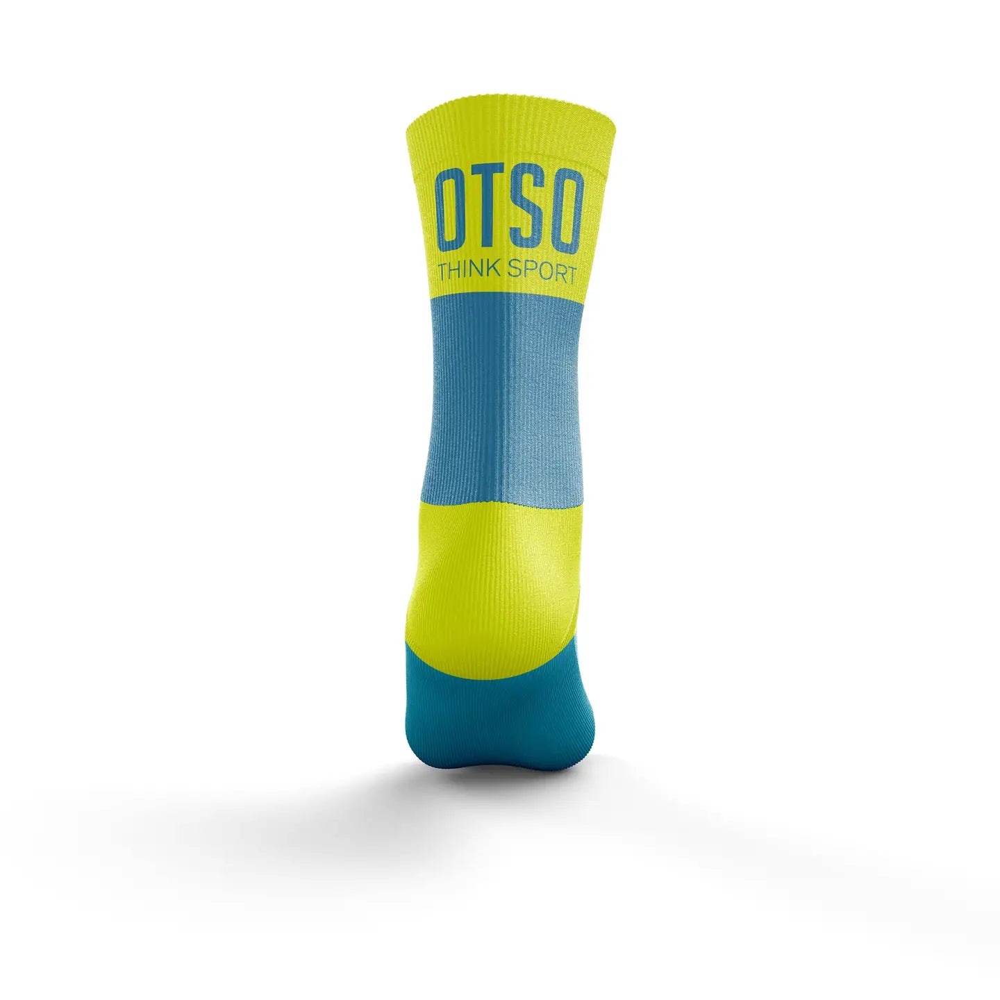 Chaussettes multisports taille moyenne bleu clair/jaune fluo     OTSO