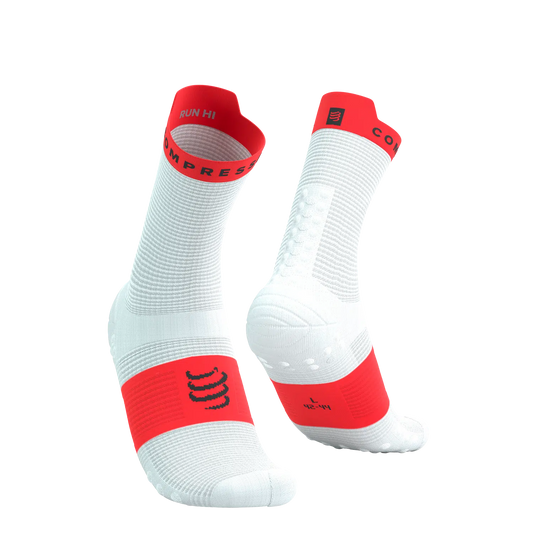 Pro Racing Socks V4.0 Run High - White/Fluo Red