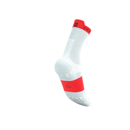 Pro Racing Socks V4.0 Run High - White/Fluo Red