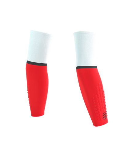 Compressport Manchons de compression / Armforce Ultralight - Blanc/Rouge fluo