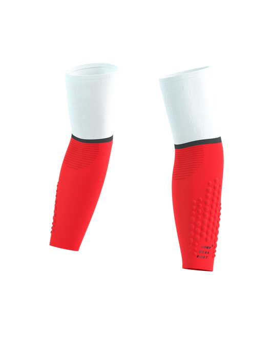 Compressport Manchons de compression / Armforce Ultralight - Blanc/Rouge fluo