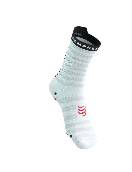 PRO RACING SOCKS V4.0 ULTRALIGHT RUN HIGH WHITE/FLUO RED/BLACK