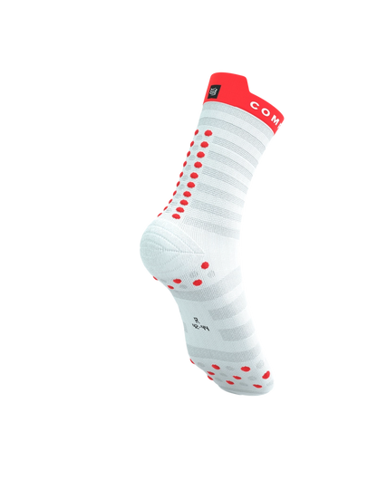 PRO RACING SOCKS V4.0 ULTRALIGHT RUN HIGH WHITE/FLUO RED/BLACK