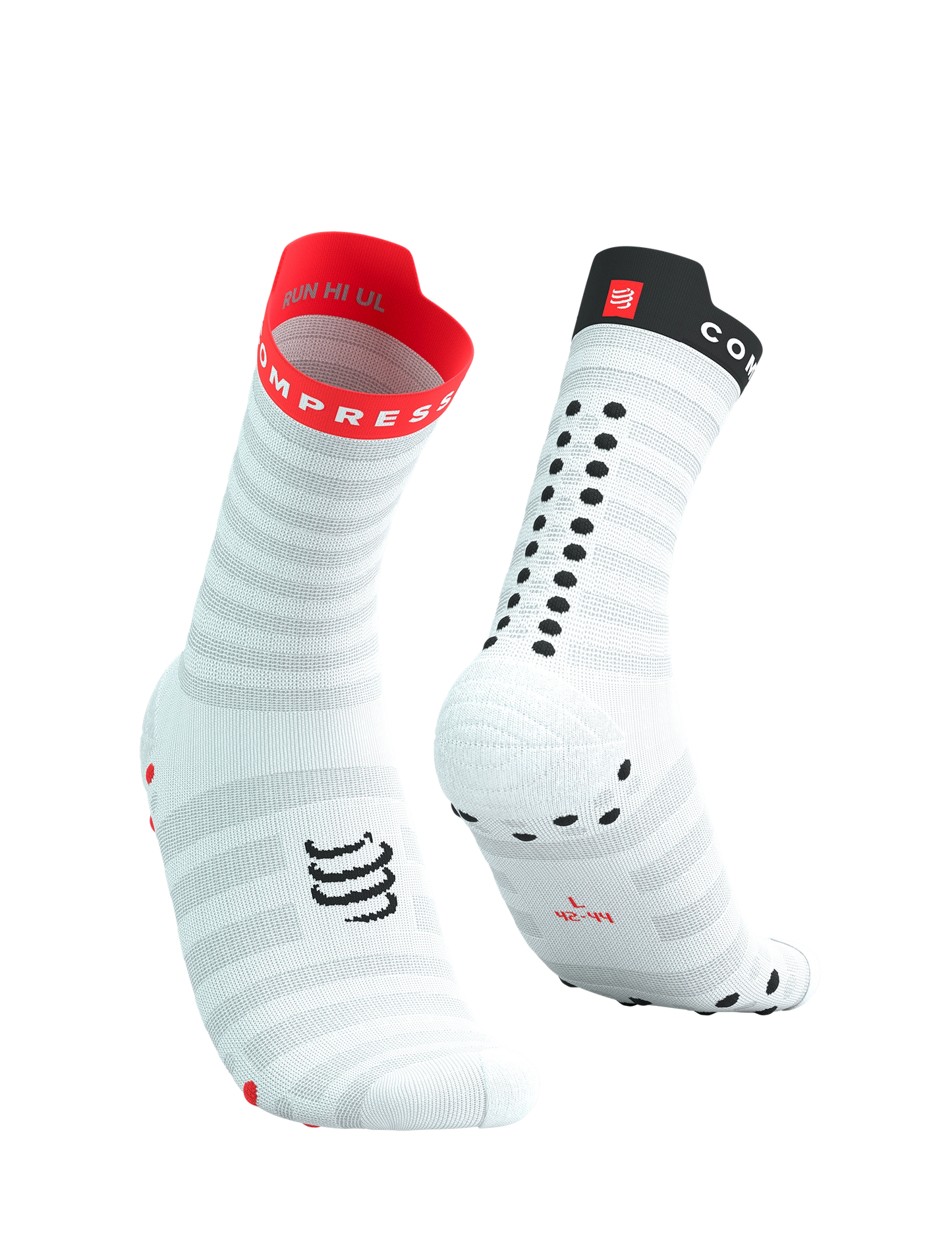 PRO RACING SOCKS V4.0 ULTRALIGHT RUN HIGH WHITE/FLUO RED/BLACK